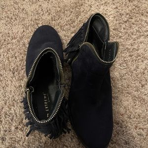 Blue suede booties